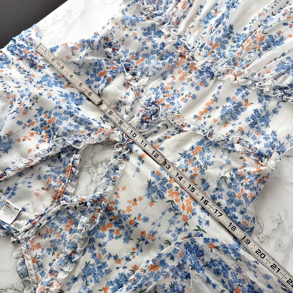 Selfie Leslie Laney Cut-Out Back Floral Blue White Mini Dress Women's Size XL - Picture 11 of 13
